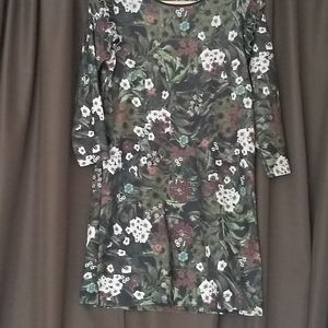 Zara green floral stretch tunic size S